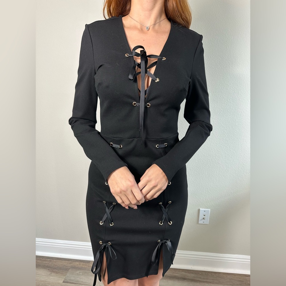 Bebe black tie up dress